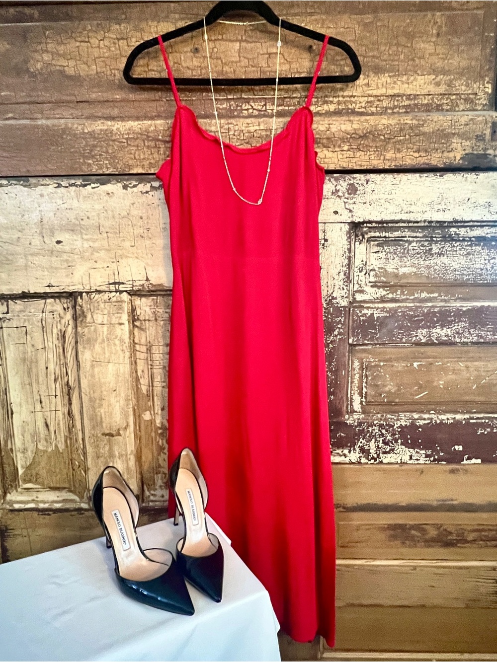 Reformation Red Midi Dress | Size 12 Romantic Feminine Statement Dress